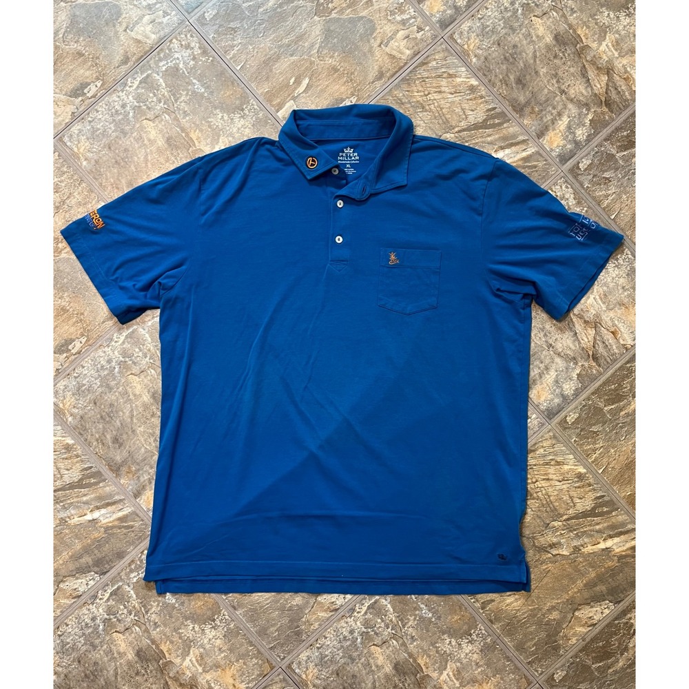 Peter Millar Scotty Cameron Polo Mens XL Blue Tour Only Logo Flawed